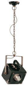 Lampadario Vintage Industrial Ferro E Ceramica Nero 1 Luce E27