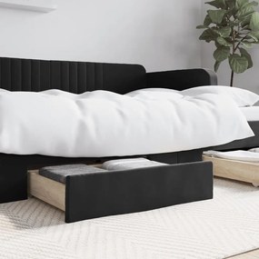 Cassetti Da Letto 2pz Neri İn Legno Multistrato E Velluto /