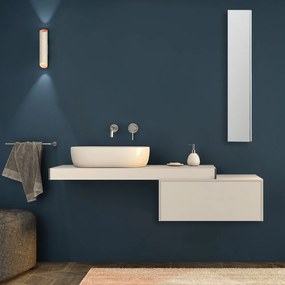 Mensolone bagno bianco opaco 120 cm con pensile da 100 cm e cassettone da 75 cm