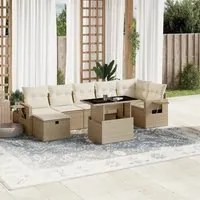 Set Divano da Giardino 8 pz con Cuscini Beige in Polyrattan 3274988