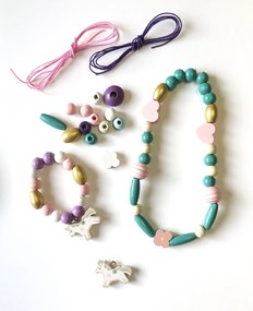 Perline di legno colori pastello – Unicorno, 170 pezzi