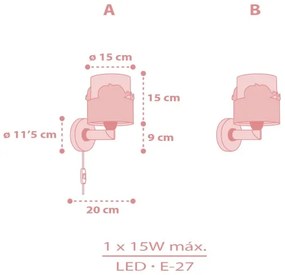 Dalber 61179S - Applique per bambini WHALE DREAMS 1xE27/15W/230V rosa