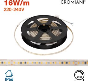 Striscia LED 220V 16W/m IP66 Dimmerabile Professional - Taglio 10cm – 20m
