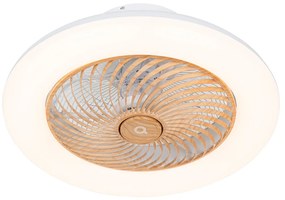 Ventilatore da soffitto bianco con stampa legno 55 cm con LED dimmerabile con telecomando - Clima