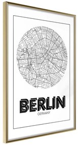 Poster  City Map: Berlin (Round)  Cornice Quadri Cornice d'oro, Larghezza x Altezza Home decor 20x30