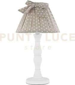 Lume sweet bianco con paralume cuori tortora 1 luce attacco e14 22x...