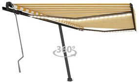 Tenda da Sole Retrattile Manuale LED 450x350 cm Gialla Bianca