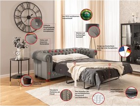 Divano grigio allungabile con rivestimento in velluto 203 cm York Blik – Ropez