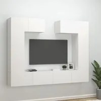 Set di Mobili Porta TV 6 pz Bianco in Legno Multistrato cod mxl 58448