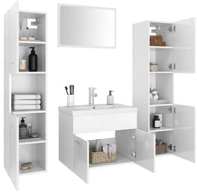 Set mobili da bagno bianco lucido in legno multistrato