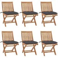 Sedie da Giardino Pieghevoli con Cuscini 6 pz Massello di Teak 3072849