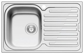 Lavello integrato 1 vasca con gocciolatoio a destra DELINIA Amaltia inox L 50 x L 79 cm argento