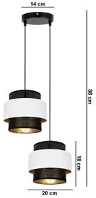 Lampadario a sospensione con filo NESS 2xE27/60W/230V diametro 30 cm nero/bianco