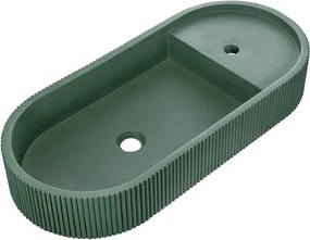 Lavabo da appoggio ALBA HOMESIGHT ovale in calcestruzzo L 80 x H 12 x P 36.7 cm verde piletta non inclusa