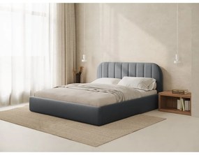 Letto matrimoniale imbottito grigio con contenitore con rete inclusa 200x200 cm Juno – Windsor &amp; Co Sofas
