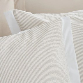 Set copripiumino e federa color crema in percalle di cotone per letto singolo 135x200 cm Seersucker Woven Stripe – Bianca