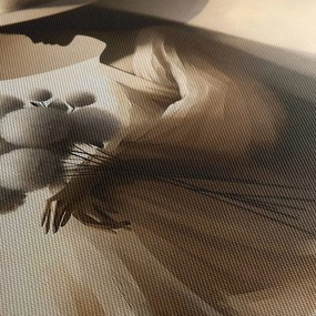 Quadro su tela – Silhouette di donna con fiori