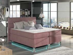 Letto matrimoniale boxspring Vasco de Gama - 160 x 200 cm , Tessuto pregiato rosa