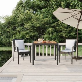 Set Da Pranzo Da Giardino 3 Pz Con Cuscini Nero İn Polyrattan /
