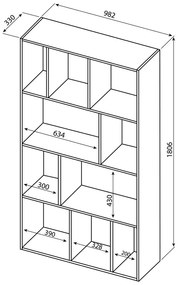 Libreria in rovere decorato 98x181 cm Toronto - TemaHome