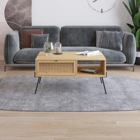 Tavolino in rovere decorato in colore naturale 60x100 cm Ecrin - Marckeric