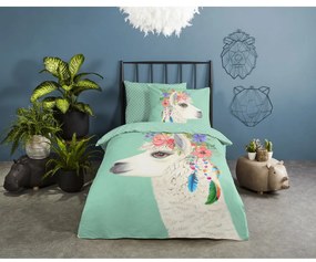 Set copripiumino e federa da bambini color menta in cotone per letto singolo ed esteso 140x220 cm Joey – Good Morning
