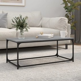 Tavolino Grigio Sonoma 102x50x40cm İn Legno Multistrato E Ferro /