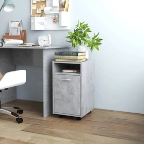 Credenza Con Ruote Grigio Cemento 33x38x60 Cm Legno Multistrato /