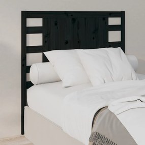 Testiera Per Letto Nera 106x4x100 Cm İn Legno Massello Di Pino /