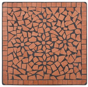 Set bistrò 3 pz con mosaico in ceramica terracotta