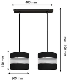 Lampadario su filo HELEN 2xE27/15W/230V nero