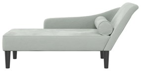 Chaise longue con cuscini grigio chiaro in velluto