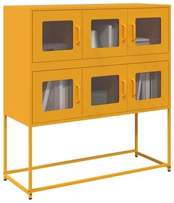 Credenza Giallo Senape 100,5x39x107cm Acciaio Laminato Freddo /