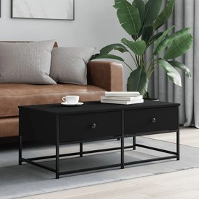 Tavolino Da Salotto Nero 100x51x40 Cm İn Legno Multistrato /
