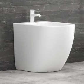 Kamalu - Sanitari a filo parete senza brida colore bianco lucido | MIL-BL