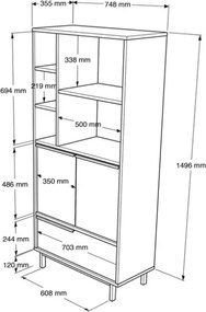 Mobile Multiuso Da Bagno Con Ante Frontali E Vani A Giorno 75x36x160 Rafia Ocean