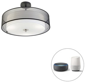 Lampada da soffitto intelligente nera con bianco 50 cm incl. 3 Wifi A60 - Drum Duo