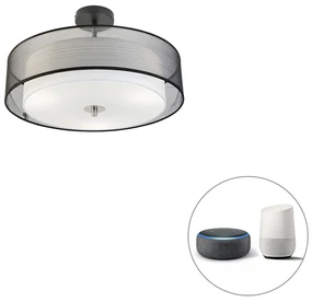 Lampada da soffitto intelligente nera con bianco 50 cm incl. 3 Wifi A60 - Drum Duo