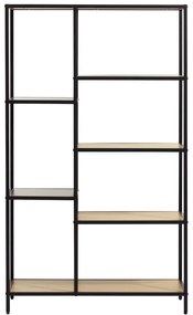 Libreria nera/di colore naturale effetto rovere 80x146x35 cm Altino – Unique Furniture