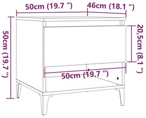 Tavolino Bianco Lucido 50x46x50 cm in Legno Multistrato