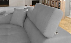 Divano angolare grigio chiaro allungabile/con contenitore (con penisola a destra/a L) e rivestimento in velluto Anton – ELTAP