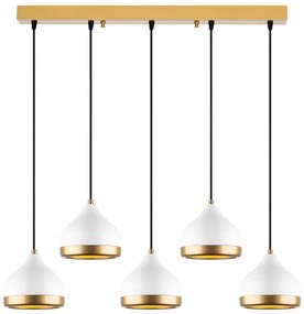 Lampadario a sospensione su cavo YILDO 5xE27/40W/230V bianco/oro
