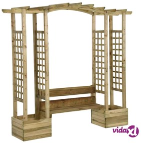 vidaXL Pergola da Giardino Panca e Vasi Legno Massello Pino Impregnato