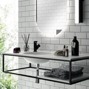 Mobile da bagno sospeso sotto lavabo L 100 x H 21.5 x P 46.5 cm grafite laccato opaco, Kler