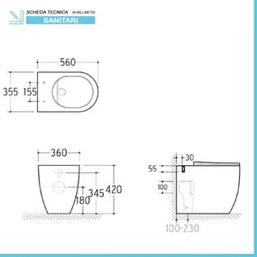 Sanitari filo parete traslati wc con sedile soft-close e bidet in ceramica bianca – Osaka