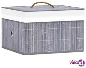 vidaXL Scatole Portaoggetti 4 pz in Bambù Grigie