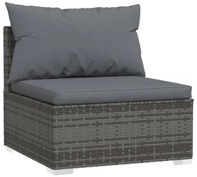 Set divani da giardino con cuscini 6 pz in polyrattan grigio
