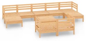 Set Divani da Giardino 10 pz in Legno Massello di Pino