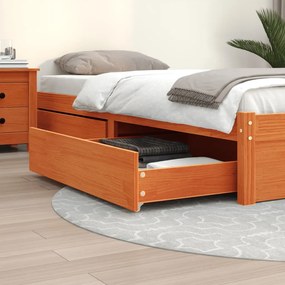 Cassetti Per Letto 2pz Marrone Cera İn Legno Massello Di Pino /
