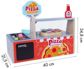 Pizzeria in legno per bambini con accessori